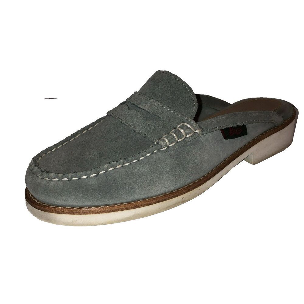 GH Bass Originals Weejuns Wynn Size 8 M Penny Loafer Mules Suede EVA Blue Gray